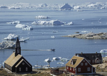 Ilulisaat Greenland church and icebergs