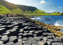 Giants Causeway, an area of hexagonal basalt stones, created by ancient volcanic fissure eruption, County Antrim, Northern Ireland. Famous tourist attraction, UNESCO World Heritage Site.