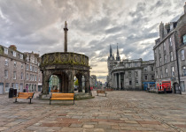 The Mercat Cross is located in the Center of Aberdeen